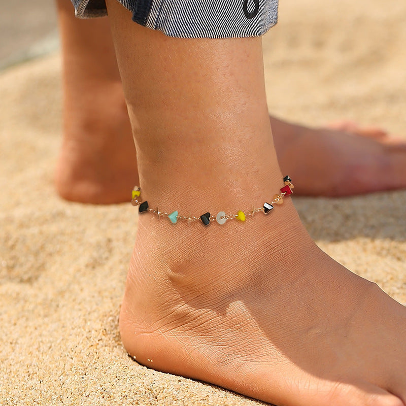 Natural Color Agate Stone Anklet - Kaldas Online Shopping