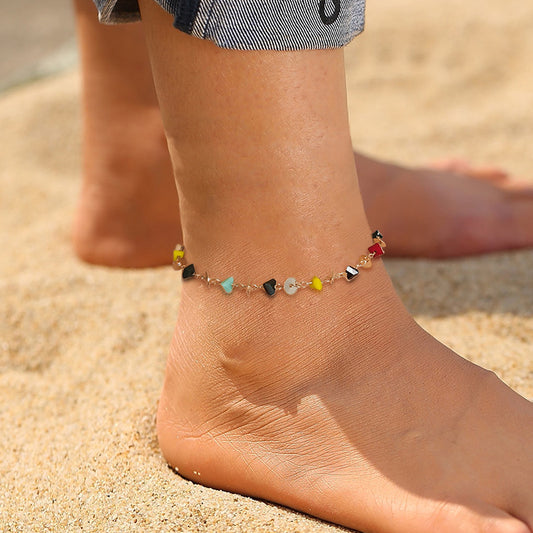 Natural Color Agate Stone Anklet - Kaldas Online Shopping