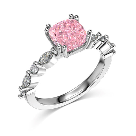 S925 Silver Square Ice Flower Cut Zircon Slim Ring