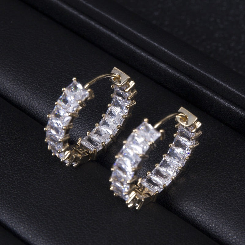 Full Zirconium Round Earrings