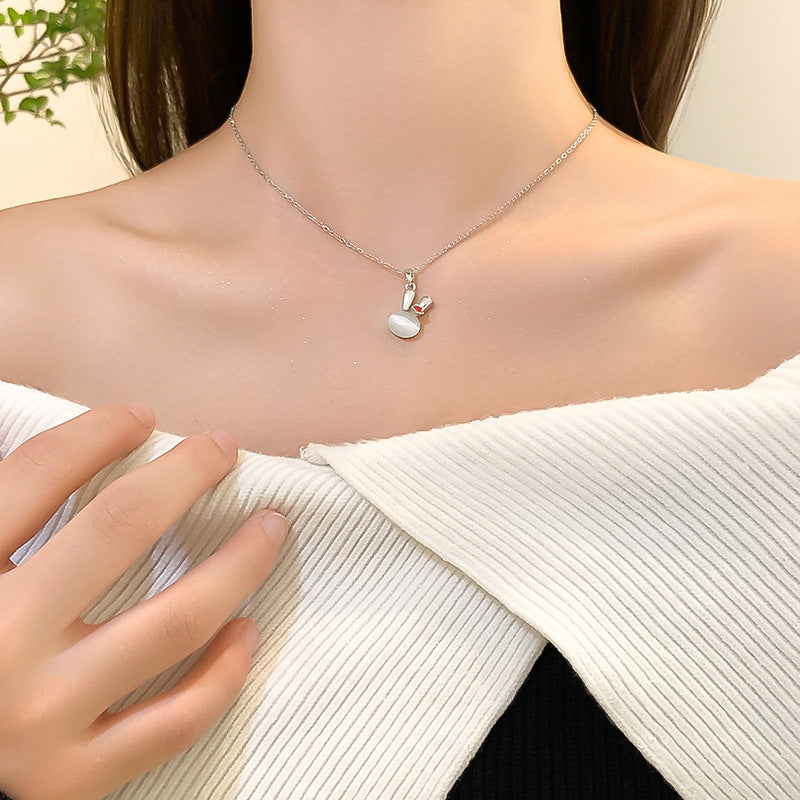 Silver Opal Bunny Necklace - Kaldas Online Shopping