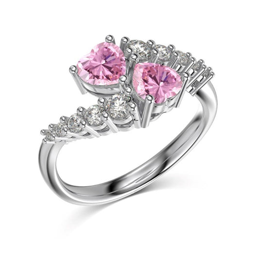 S925 Sterling Silver Blue Heart-Shaped Zircon Ring - Kaldas Online Shopping