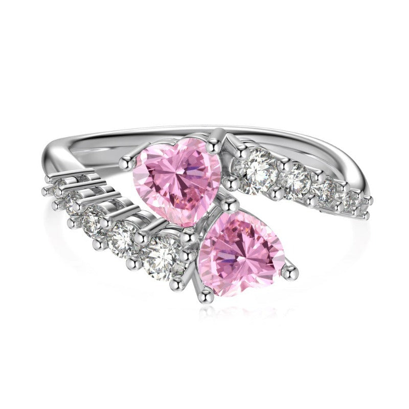 S925 Sterling Silver Blue Heart-Shaped Zircon Ring - Kaldas Online Shopping