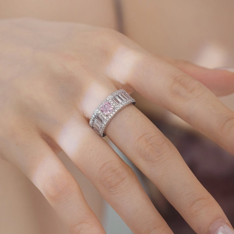 S925 Silver Square Ice Flower Cut Zircon Ring - Kaldas Online Shopping
