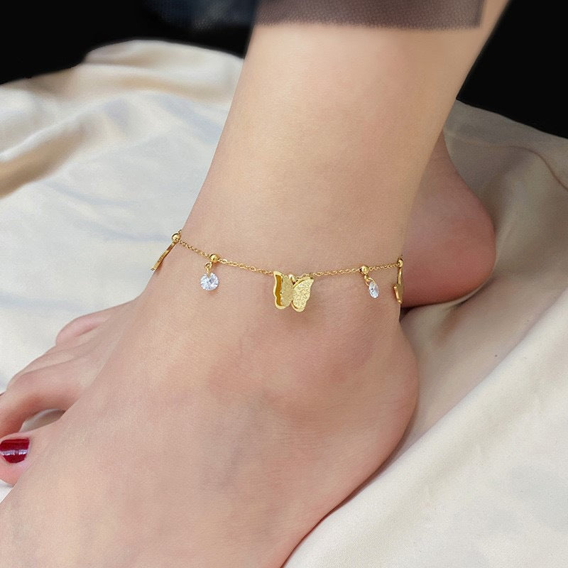 Titanium Steel Plated Butterfly Anklet - Kaldas Online Shopping