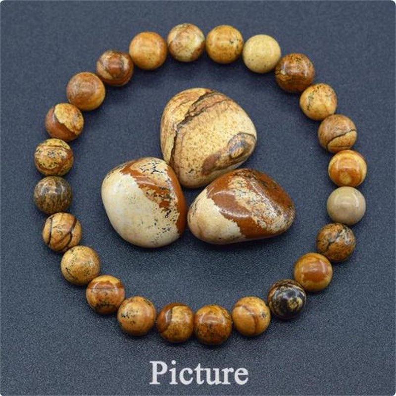 Natural Stone Elastic Beaded Bracelet