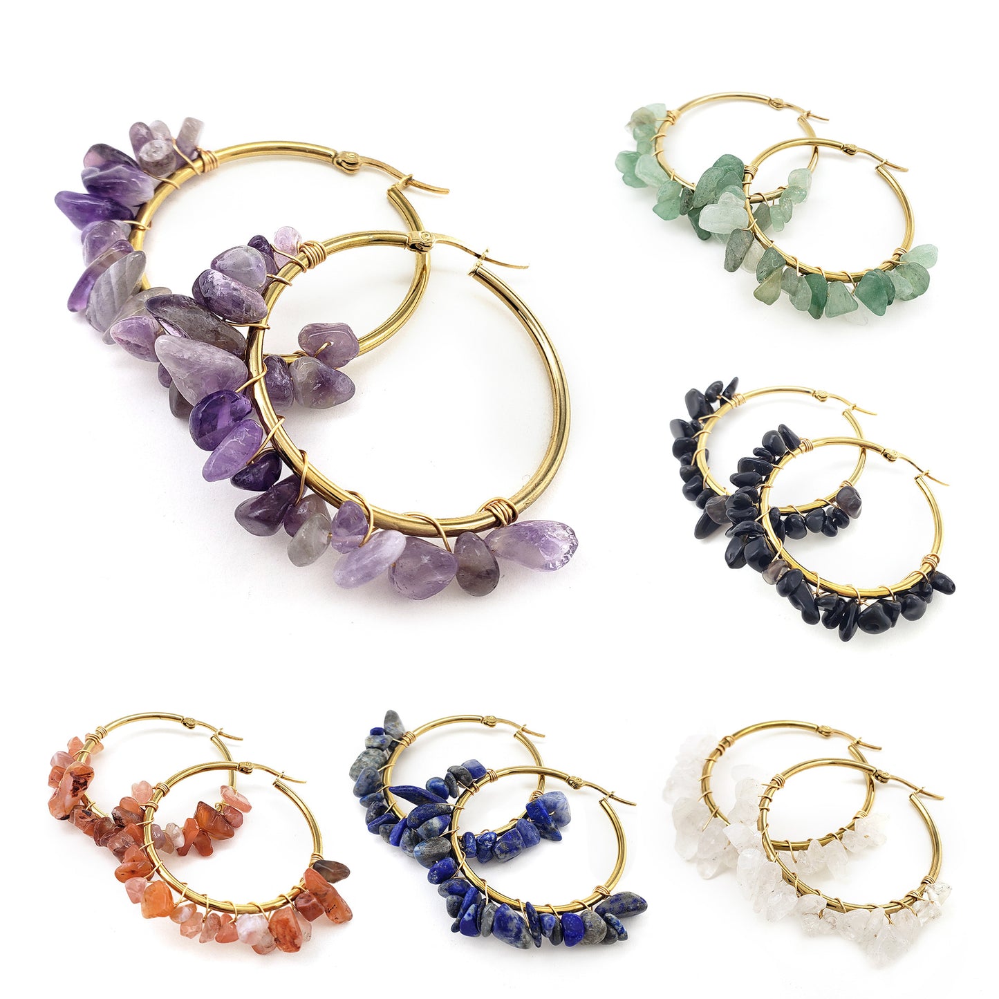 Natural Crystal Stone Earrings