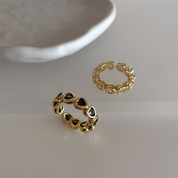 Retro Heart-shaped Zircon Ring - Kaldas Online Shopping