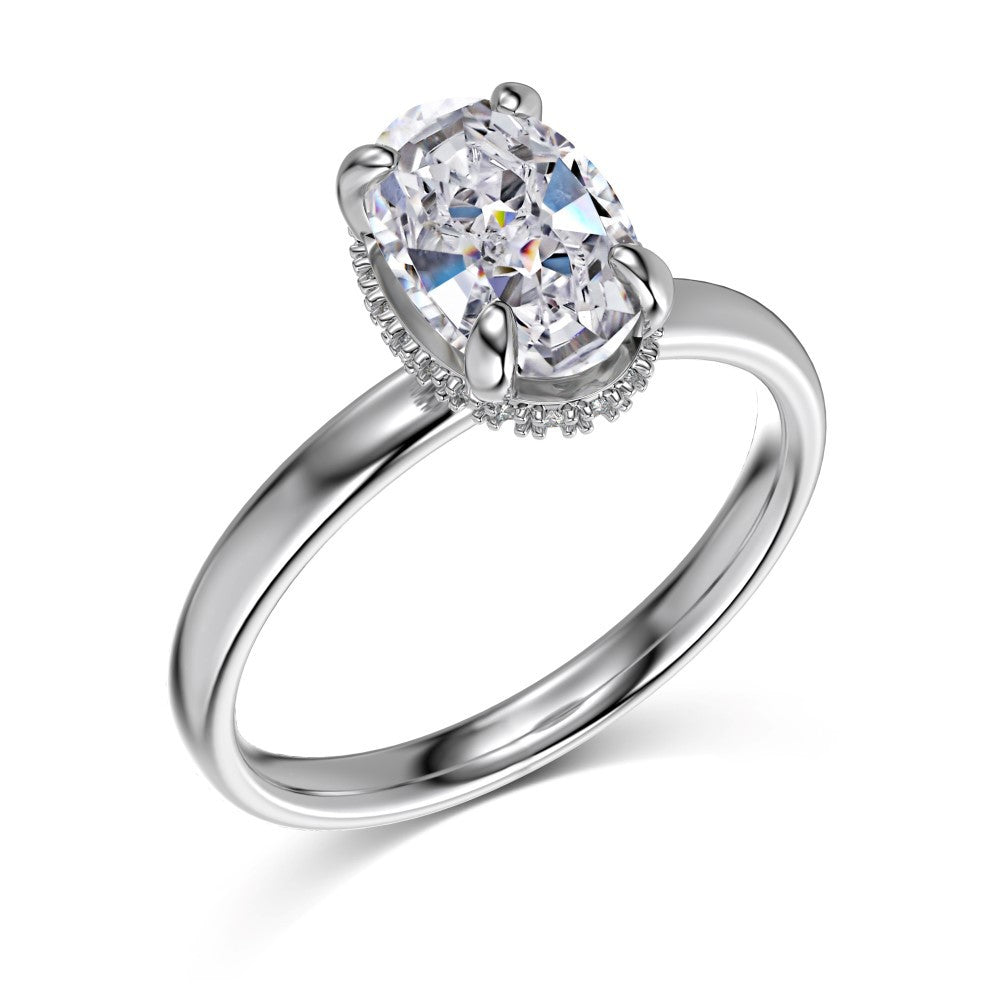 S925 Silver Oval Ice Flower Cut Zircon Ring
