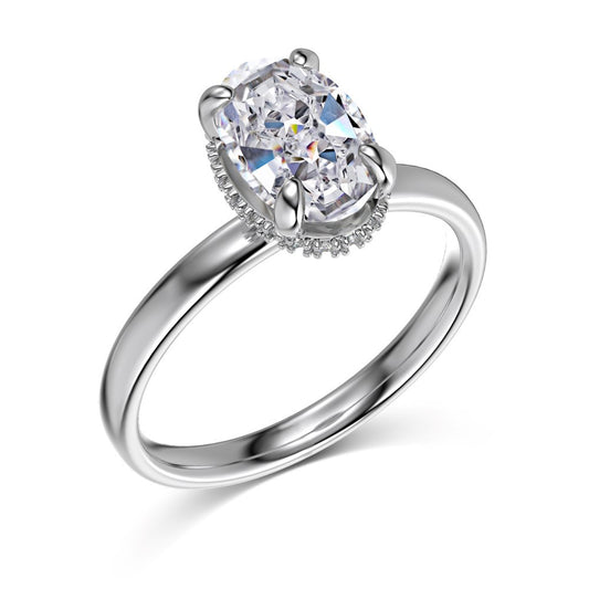 S925 Silver Oval Ice Flower Cut Zircon Ring