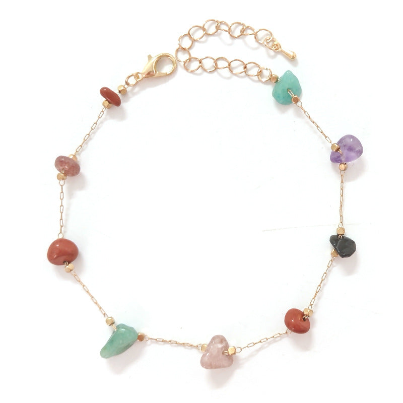 Natural Color Agate Stone Anklet - Kaldas Online Shopping