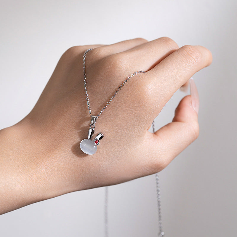 Silver Opal Bunny Necklace - Kaldas Online Shopping