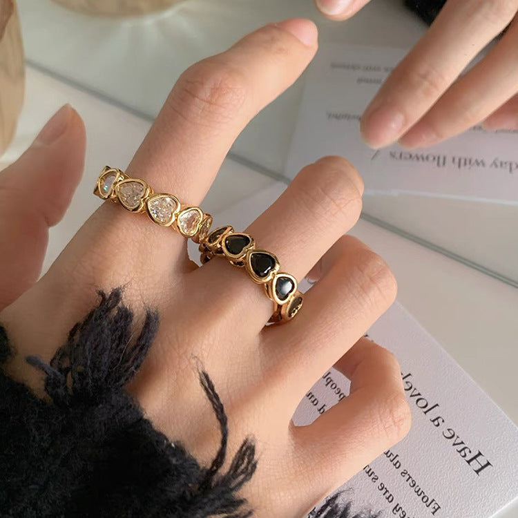 Retro Heart-shaped Zircon Ring - Kaldas Online Shopping