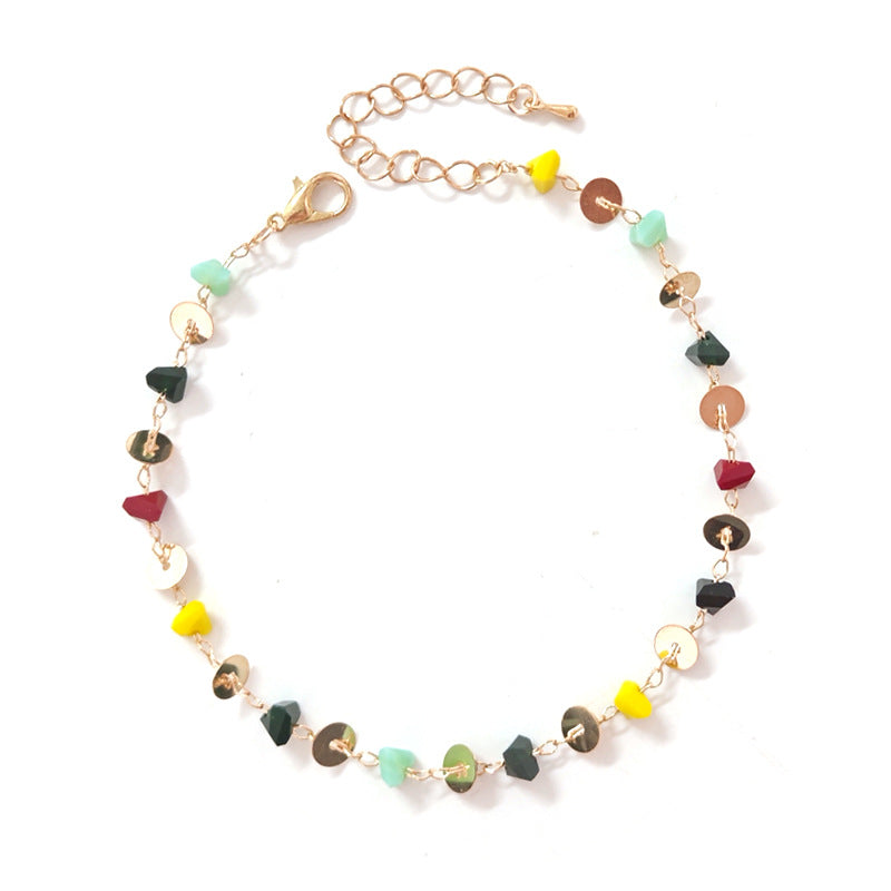 Natural Color Agate Stone Anklet - Kaldas Online Shopping