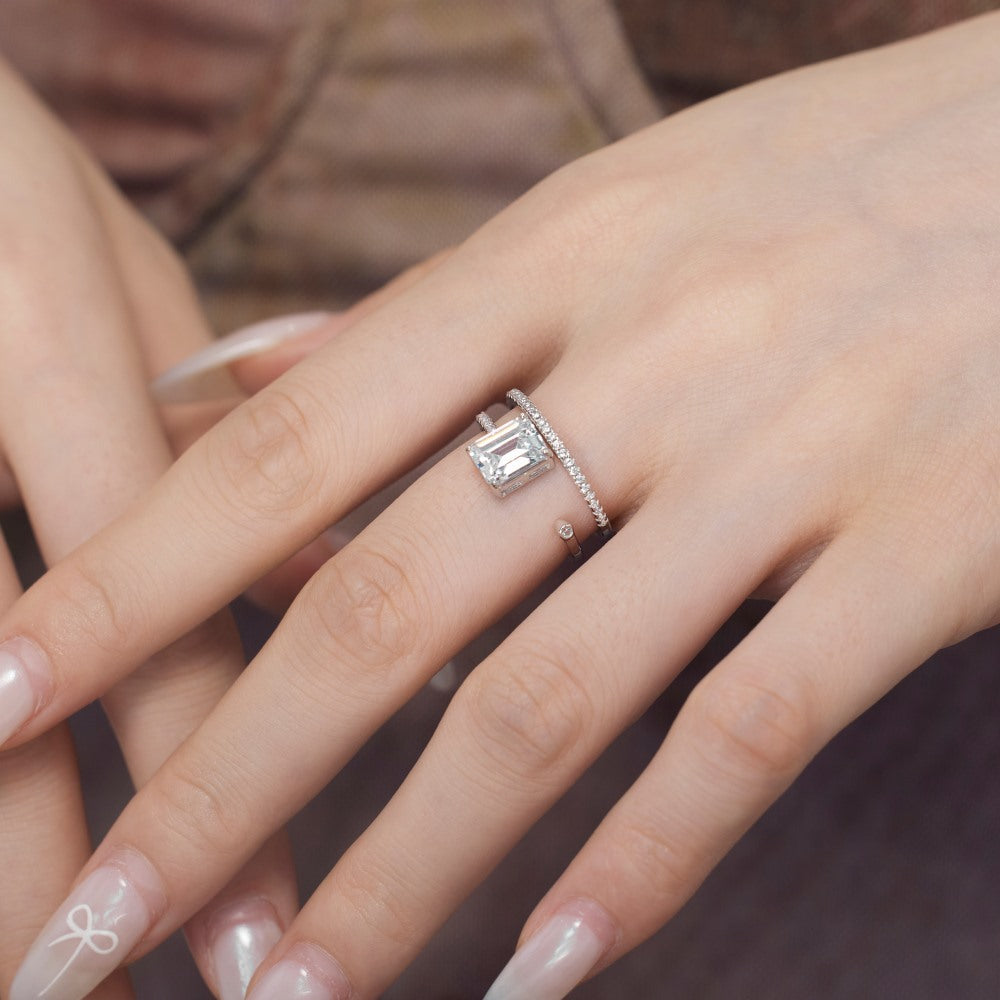 S925 Silver Small Zircon Layered Ring