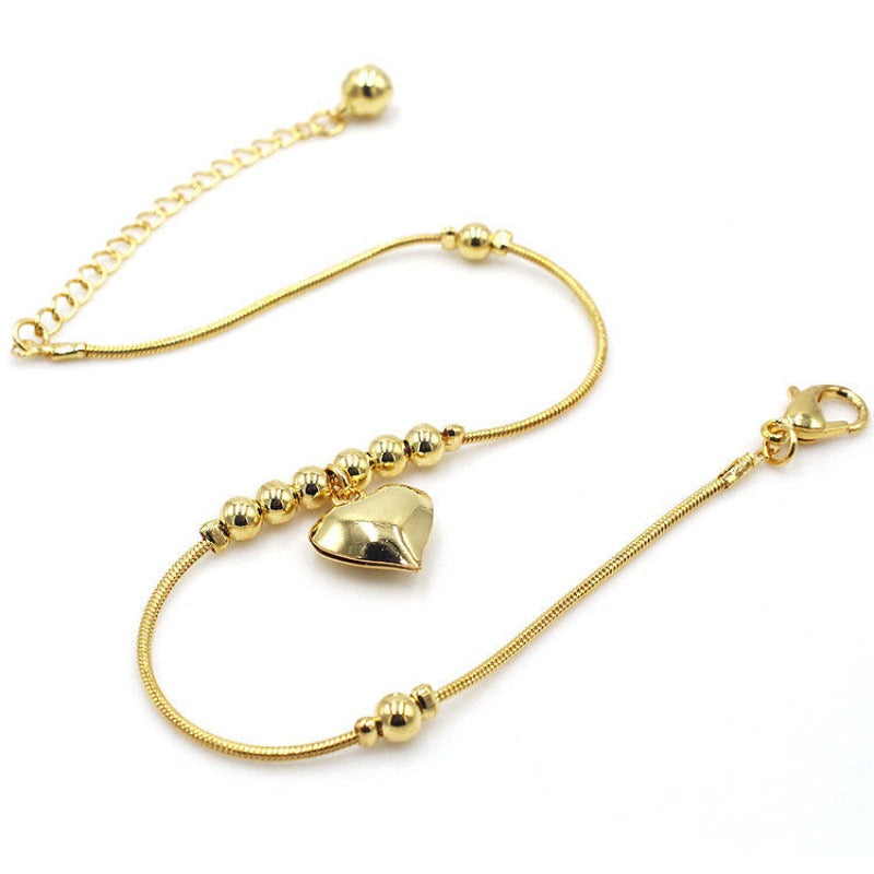 Golden Heart-shaped Anklet - Kaldas Online Shopping