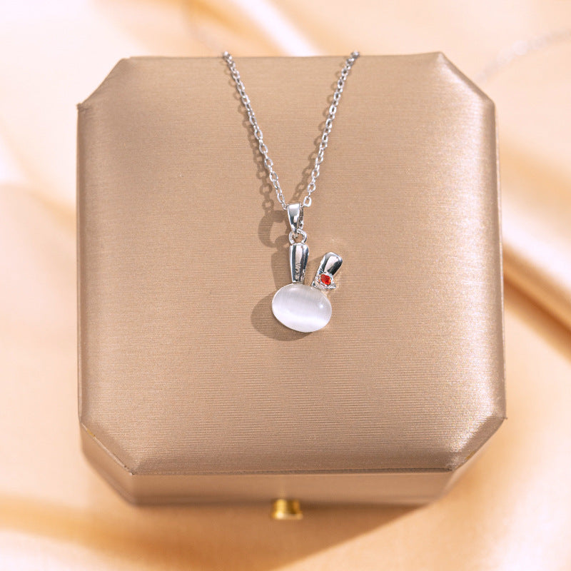 Silver Opal Bunny Necklace - Kaldas Online Shopping