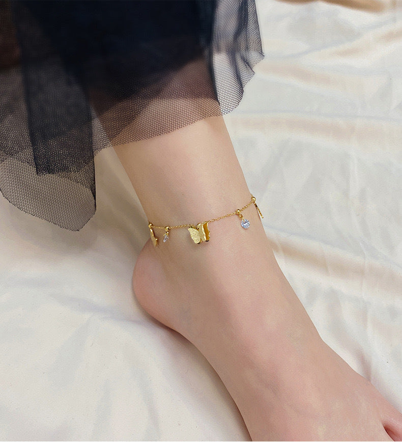 Titanium Steel Plated Butterfly Anklet - Kaldas Online Shopping