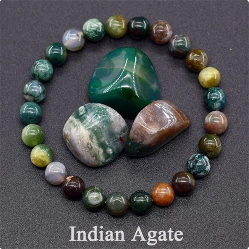 Natural Stone Elastic Beaded Bracelet