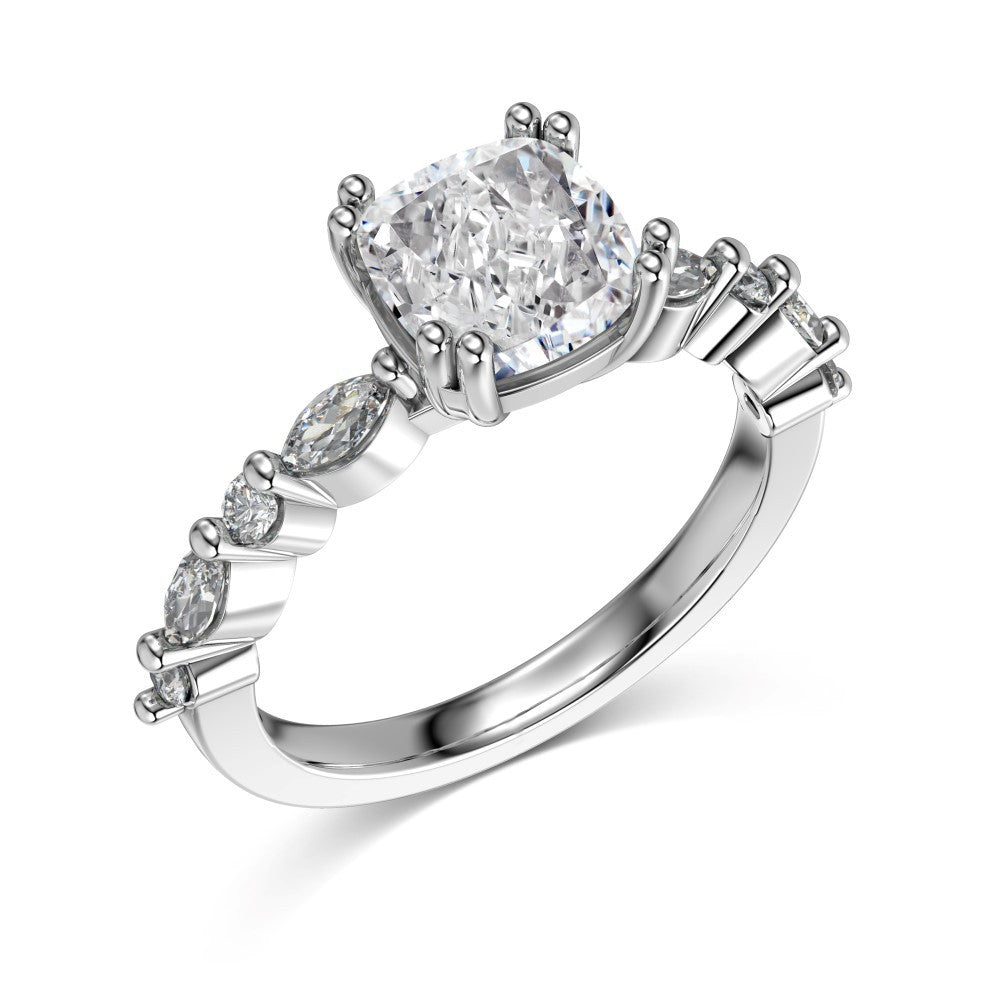 S925 Silver Square Ice Flower Cut Zircon Slim Ring