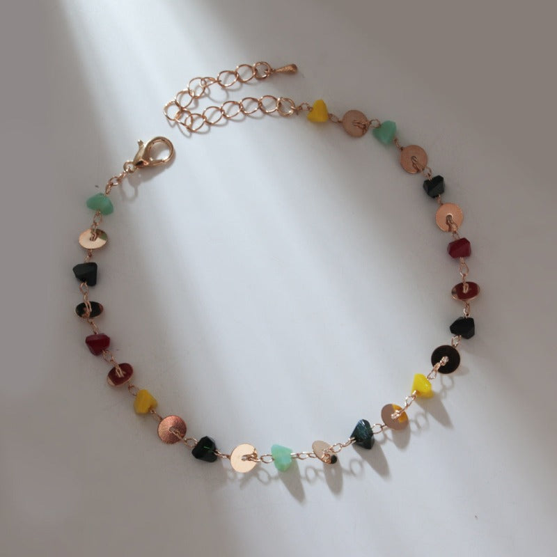 Natural Color Agate Stone Anklet - Kaldas Online Shopping