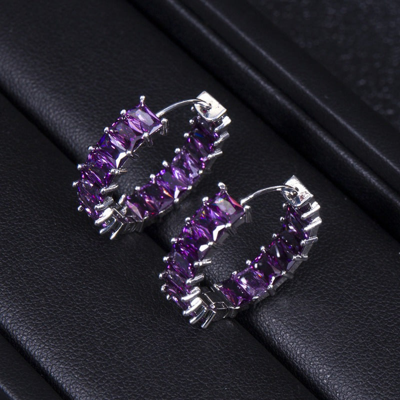 Full Zirconium Round Earrings