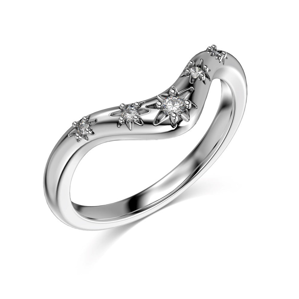 S925 Silver Sun Light Design V-shaped Zircon Ring - Kaldas Online Shopping