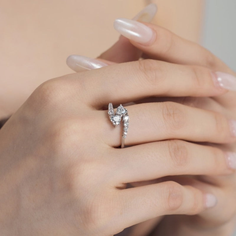 S925 Sterling Silver Blue Heart-Shaped Zircon Ring - Kaldas Online Shopping