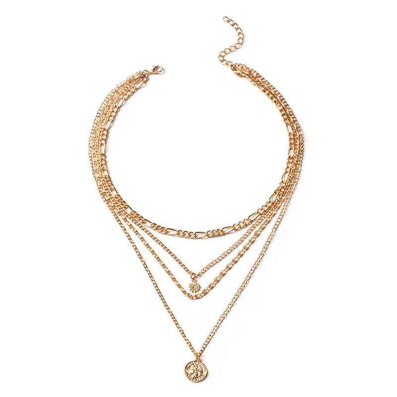 Alloy Layered Coin Necklace - Kaldas Online Shopping