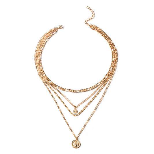 Alloy Layered Coin Necklace - Kaldas Online Shopping