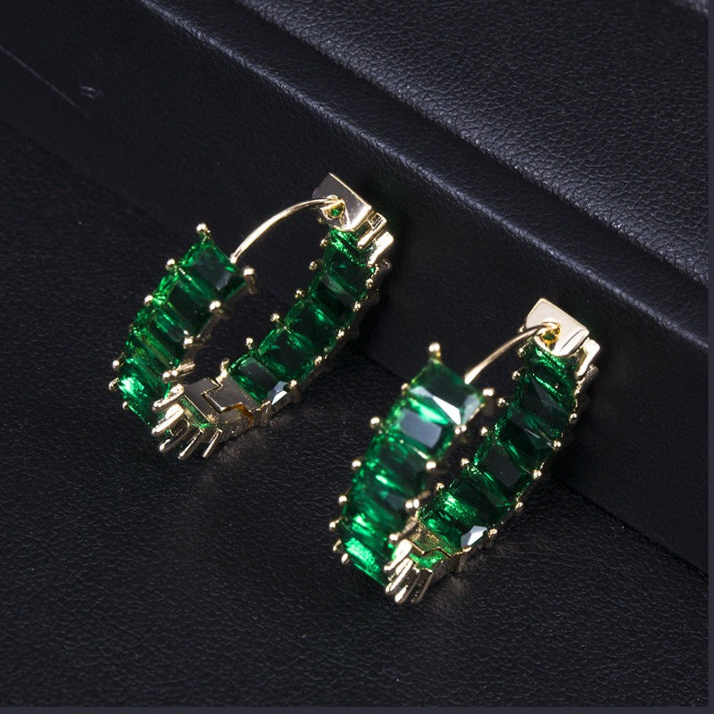 Full Zirconium Round Earrings