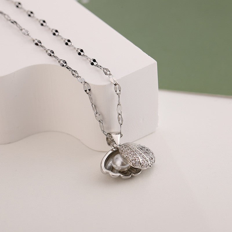 Shell Pearl Rhinestones Necklace - Kaldas Online Shopping