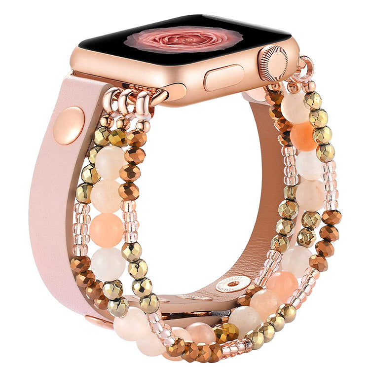 Metal Agate Beaded Watch Band - Kaldas Online Shopping