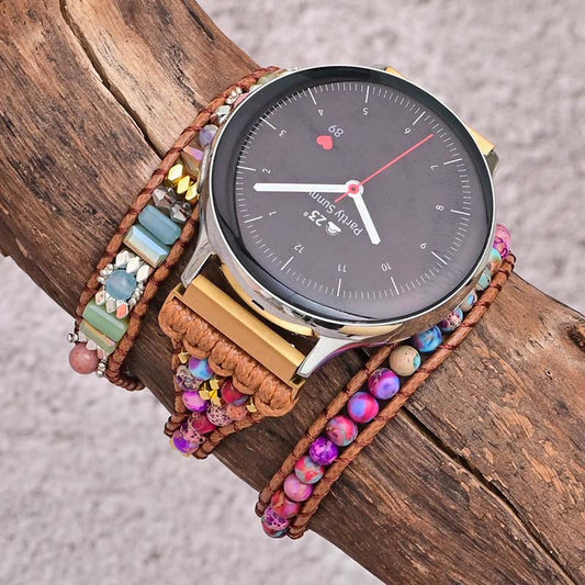 Boho Wrapped Stone Bead Woven Watch Band - Kaldas Online Shopping