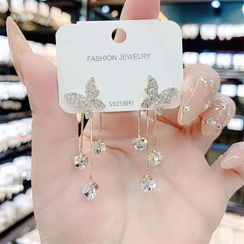 Shiny Butterfly Rhinestone Earrings