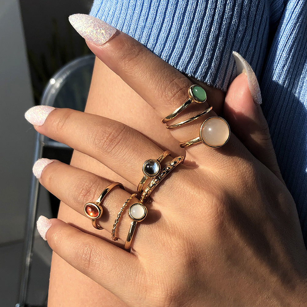 Colorful Stone Rings - Kaldas Online Shopping