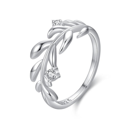 Silver Micro Diamond Leaf Ring - Kaldas Online Shopping