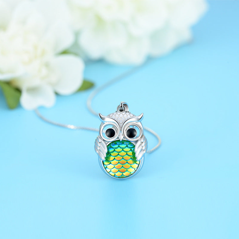 Sterling Silver Owl Pendant Necklace
