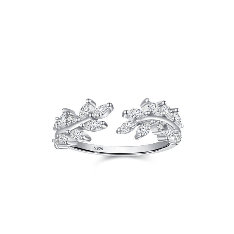 S925 Silver Shiny Leaves Ring - Kaldas Online Shopping