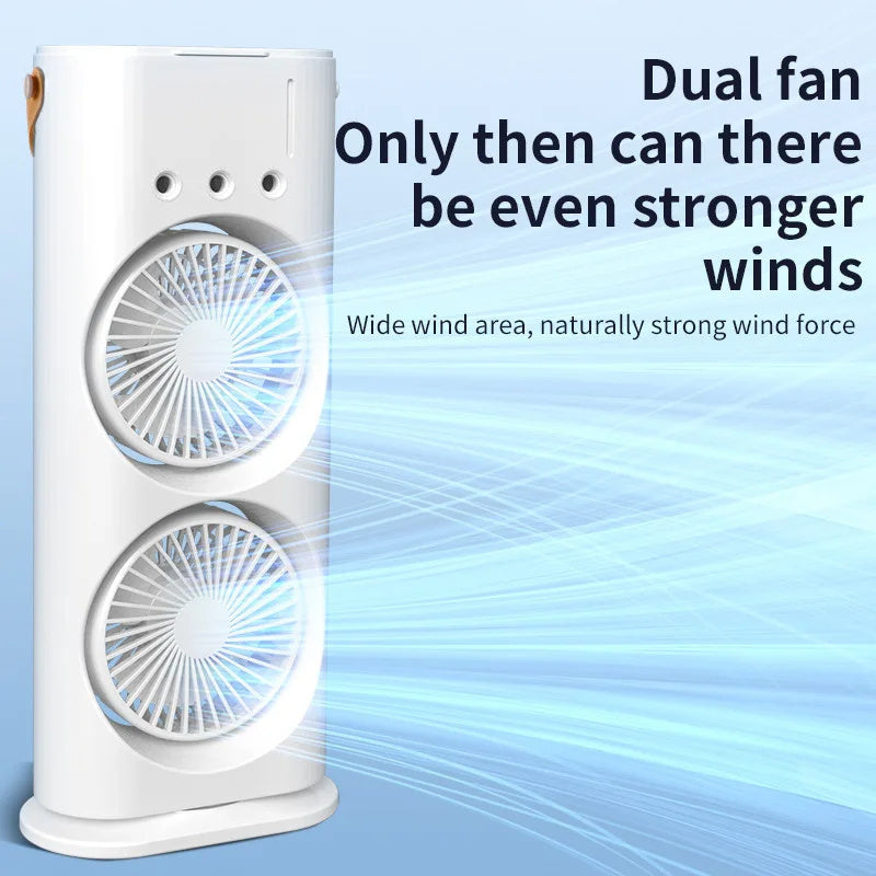 Double-Ended Portable Spray Fan & Humidifier: Compact Air Cooler & Conditioner