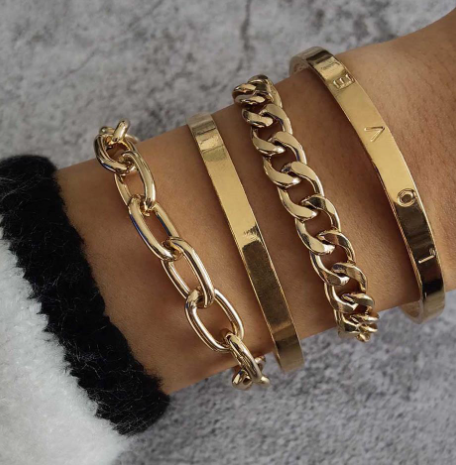 C-shaped Hollow Chain Bracelet Set - Kaldas Online Shopping
