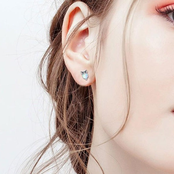 Sterling Silver Owl Earrings