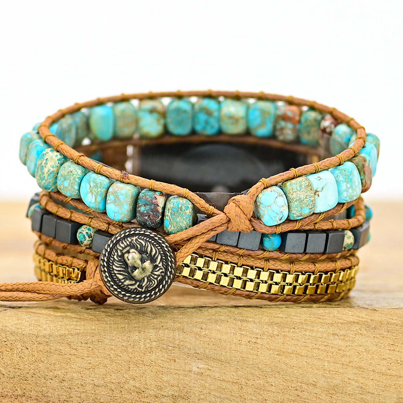 Large Turquoise Bead Boho Watch Band - Kaldas Online Shopping