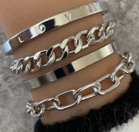 C-shaped Hollow Chain Bracelet Set - Kaldas Online Shopping