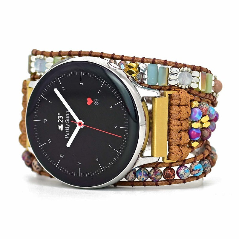 Boho Wrapped Stone Bead Woven Watch Band - Kaldas Online Shopping