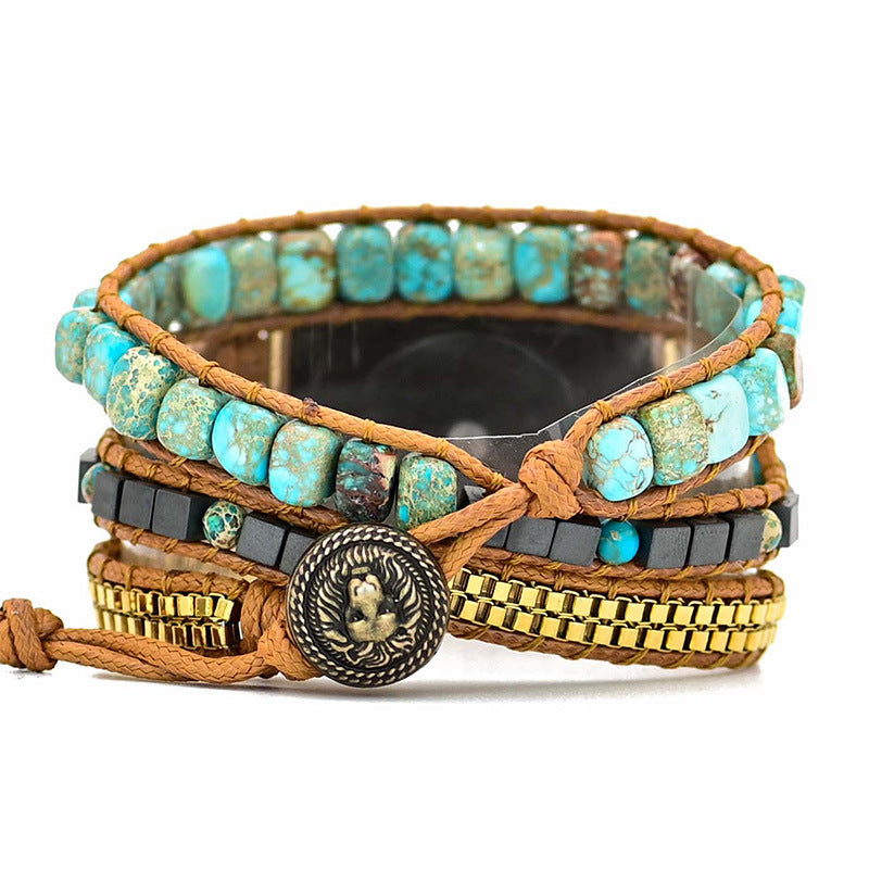 Large Turquoise Bead Boho Watch Band - Kaldas Online Shopping