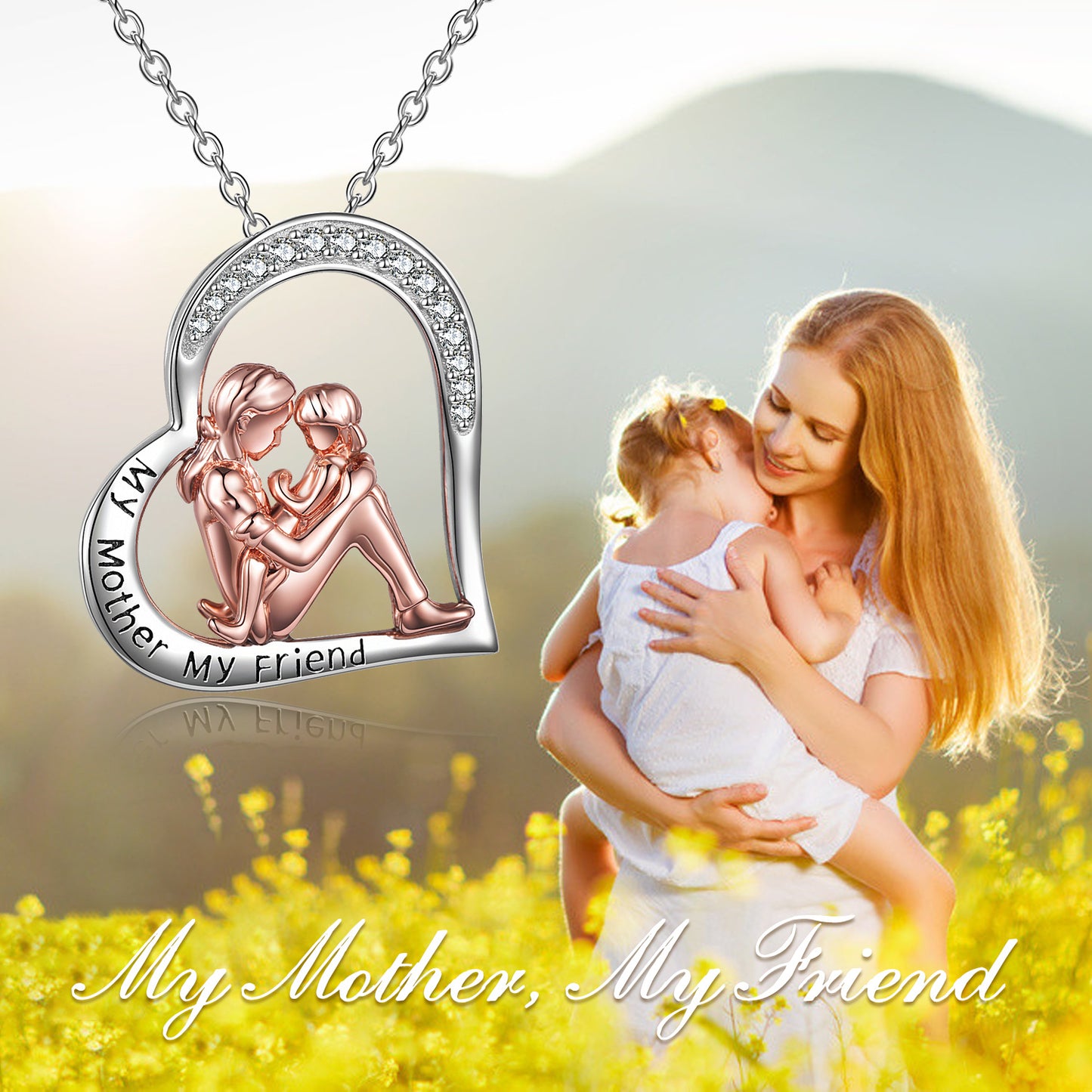 Engraved Mother Daughter Necklace 925 Sterling Silver