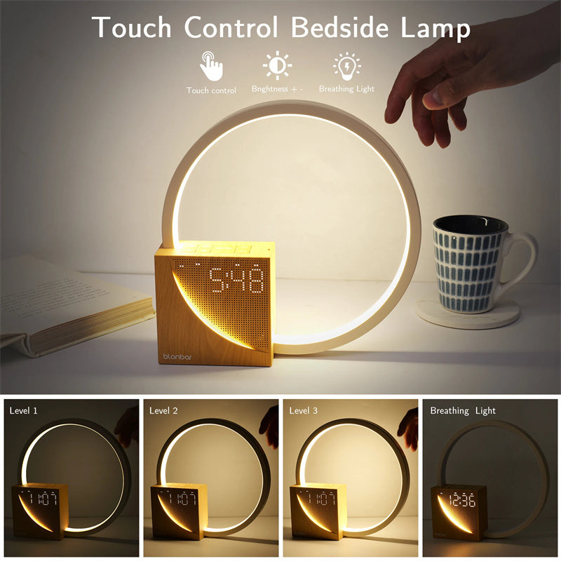 Touch Bedside Lamp with Alarm Clock, Natural Sounds, and Touch Control - Kaldas Online Shopping