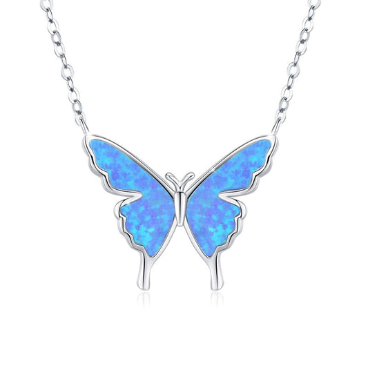 925 Sterling Silver Opal Butterfly Necklace - Kaldas Online Shopping