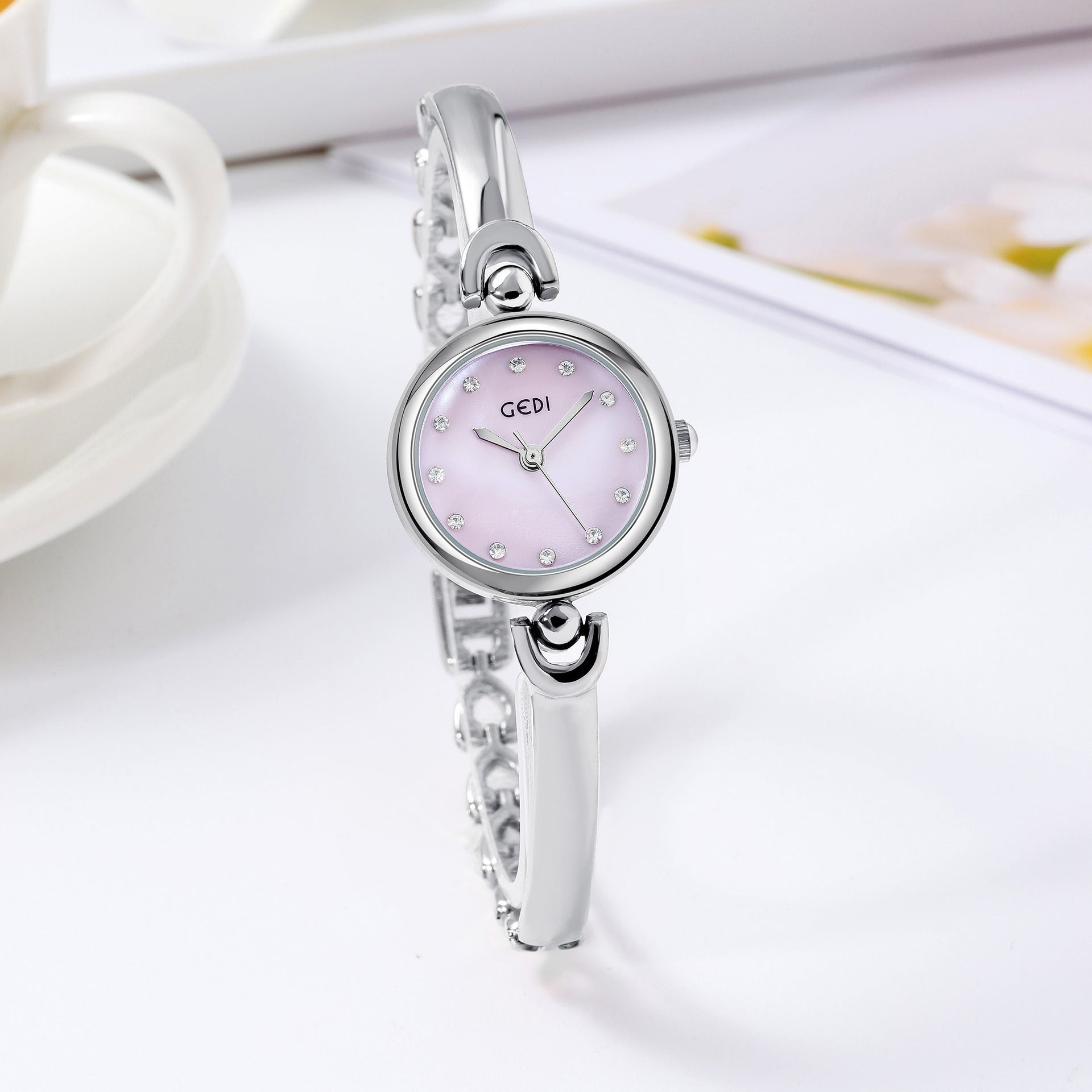 Exquisite Round Dial Bangle Quartz Watch - Kaldas Online Shopping